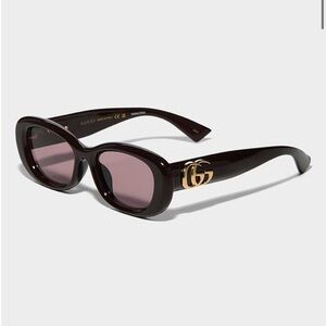 Gucci Dark Brown Sunglasses with Gold Logo